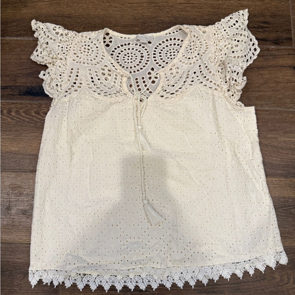 Elegant Lace Trim Top - Cream